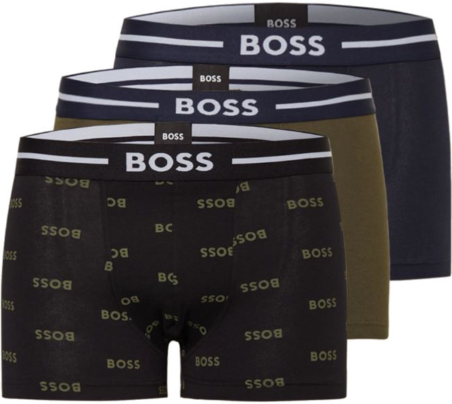 Stretch Cotton Boxer Shorts With Elastic Waistband With Logo In A Pack Of Three