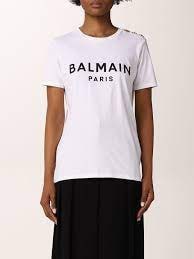 Balmain three-button logo-print T-shirt