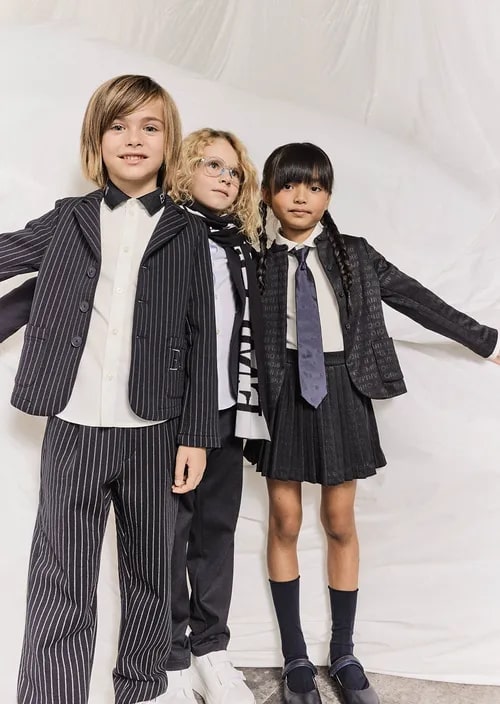Kids Shirt With Logo Knit Collar, view 2