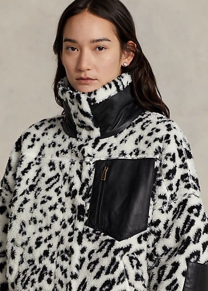 Polo Ralph Lauren Leopard-Motif High-Pile Fleece Jacket, view 3