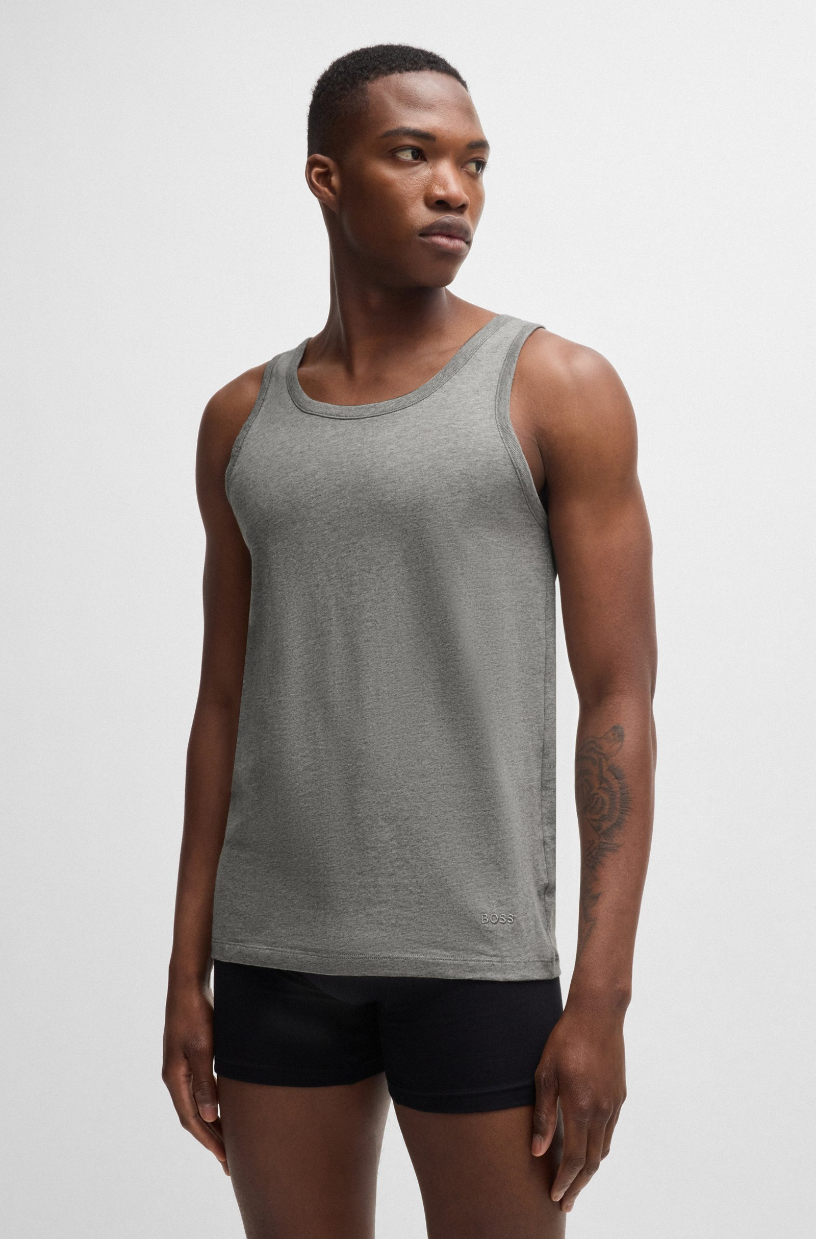 Three-Pack Of Cotton Underwear Vests With Embroidered Logos, view 7