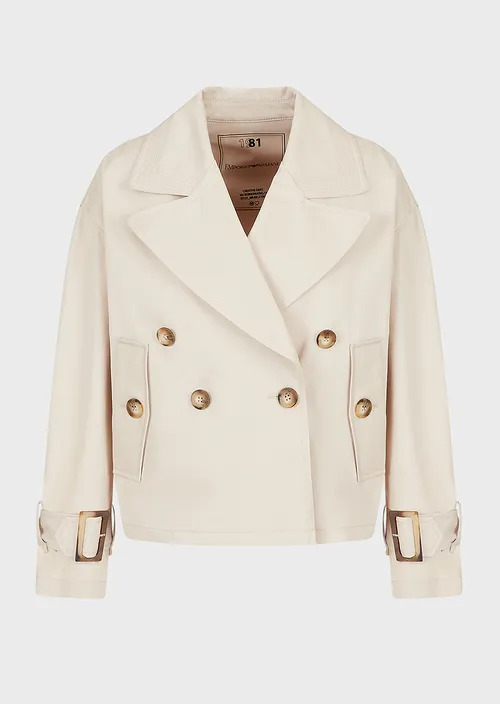 Double-Breasted Pea Coat In Water-Repellent Drill Fabric