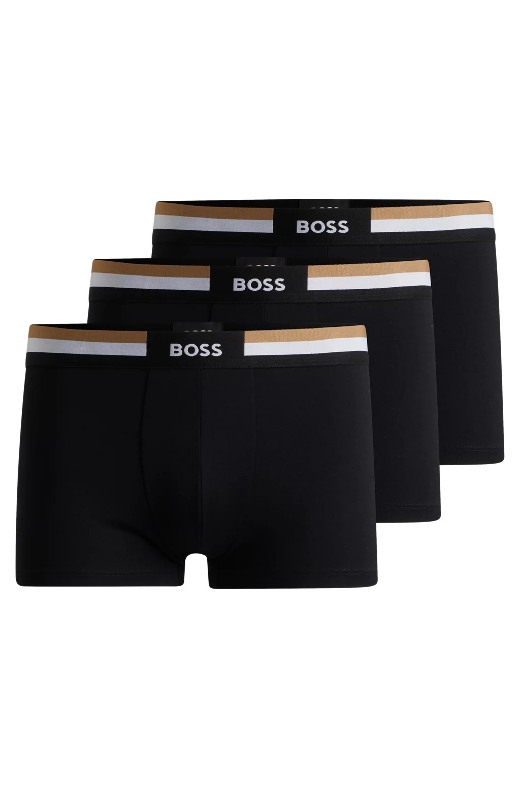 Three-Pack Of Cotton-Blend Trunks With Signature Waistbands