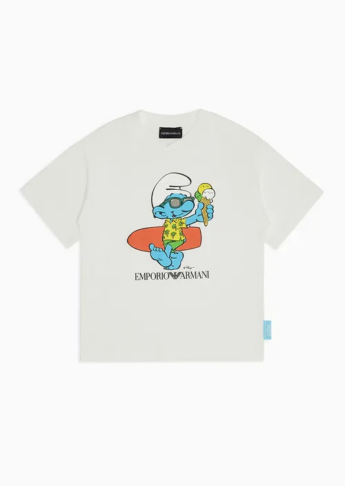 Kids Asv Organic Jersey T-Shirt With The Smurfs Print, view 3
