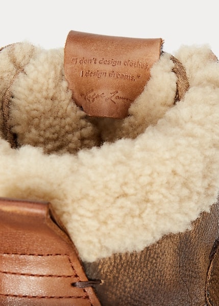 Polo Ralph Lauren Court Leather-Shearling High-Top Trainer, view 3