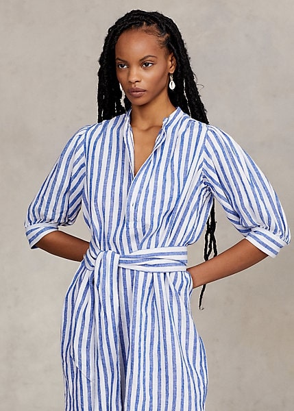 Polo Ralph Lauren Striped Belted Linen Shirtdress