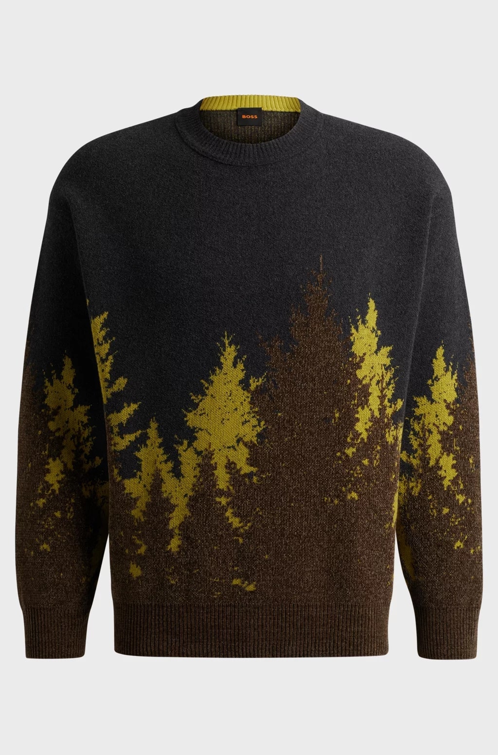 Relaxed-Fit Sweater With Forest Jacquard In Cotton Blend