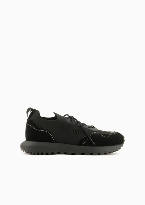 Knit Sneakers With Suede Details