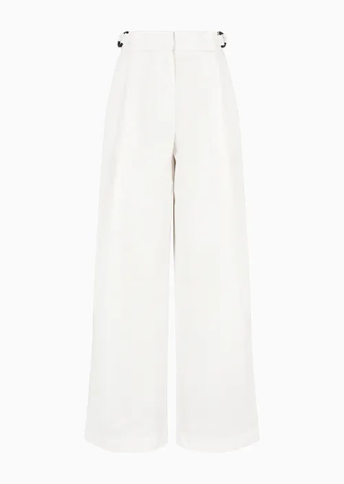High-Rise Cotton-Blend Palazzo Trousers
