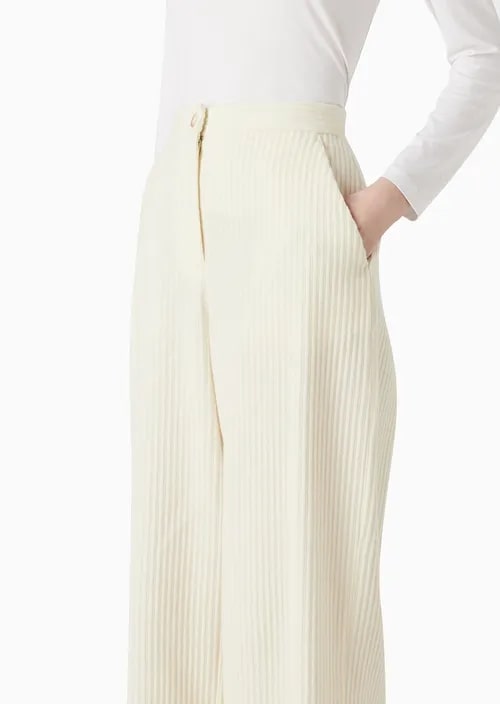 Capsule Chalet High-Waisted Palazzo Trousers In Corduroy-Effect Wool Blend, view 3