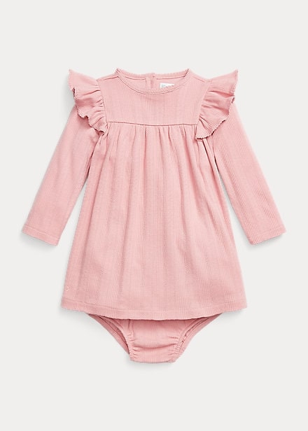 Polo Ralph Lauren Ruffled Pointelle Cotton Dress & Bloomer