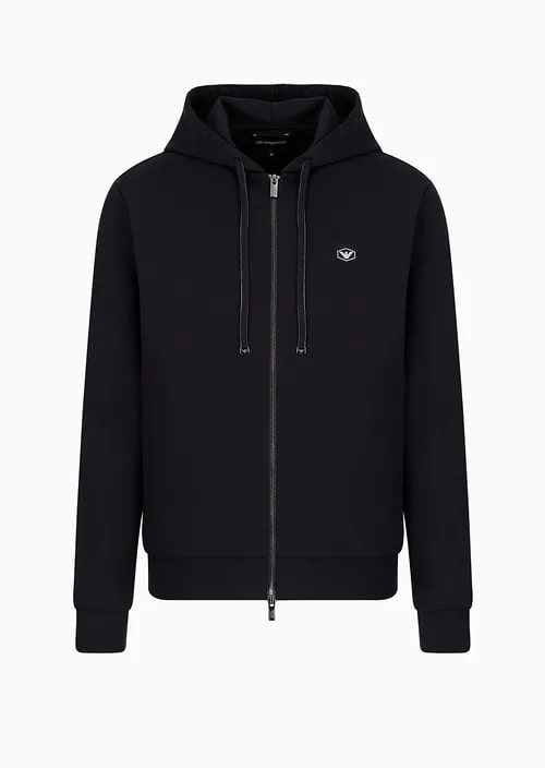 Sweatshirt With Hood And Zip In Roma Stitch Fabric
