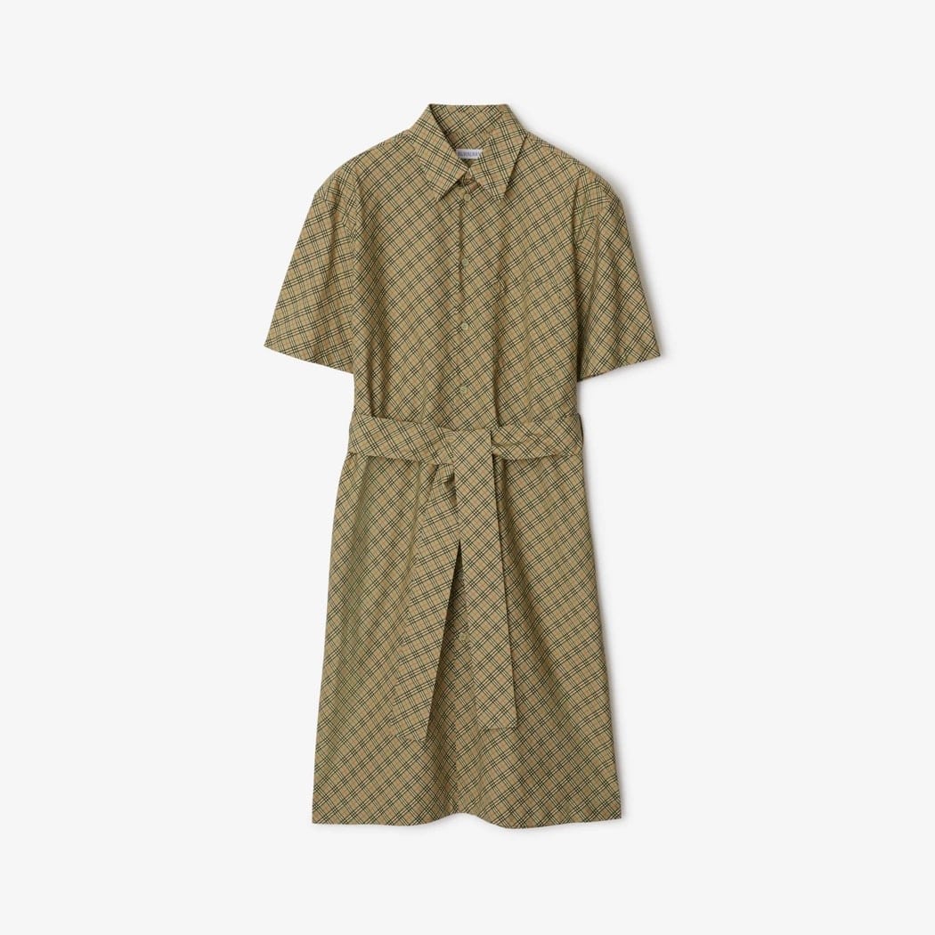 Check Cotton Shirt Dress