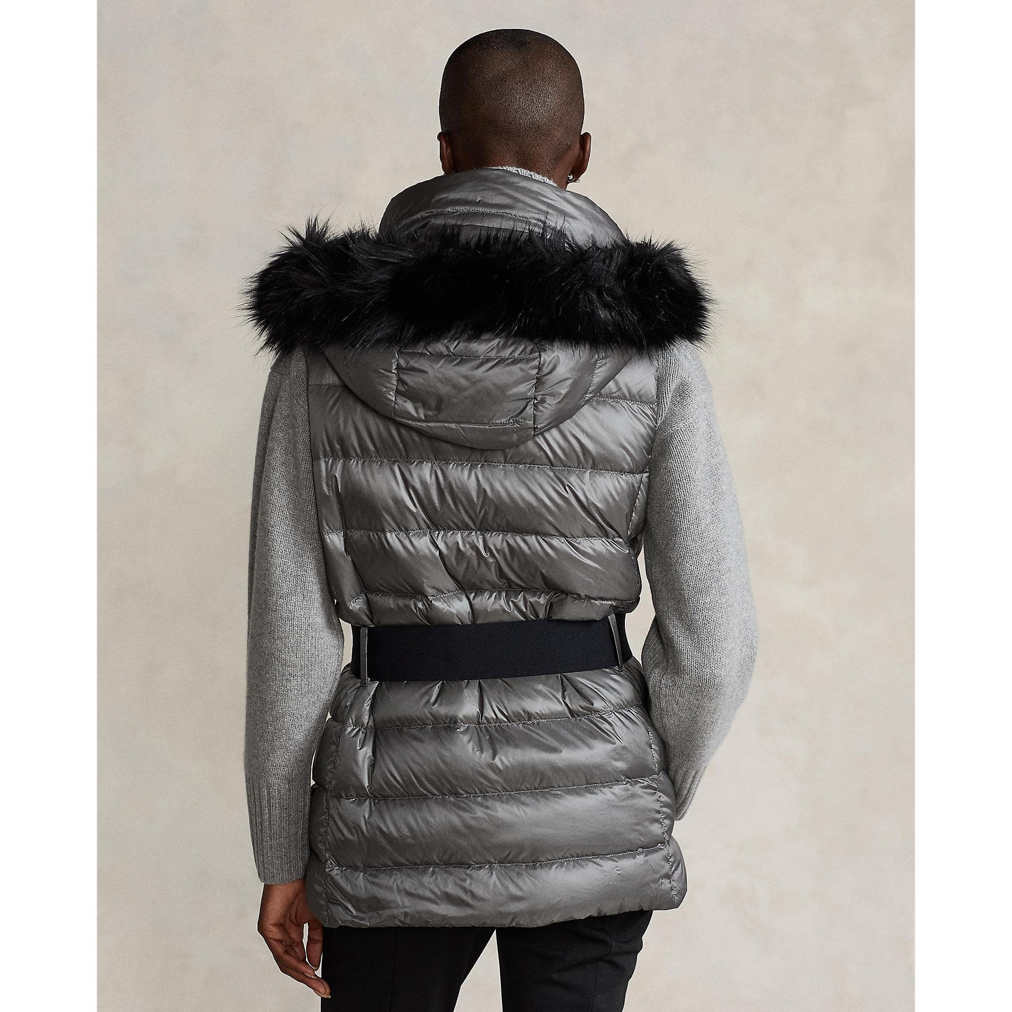Water-Resistant Down Hooded Vest, view 2