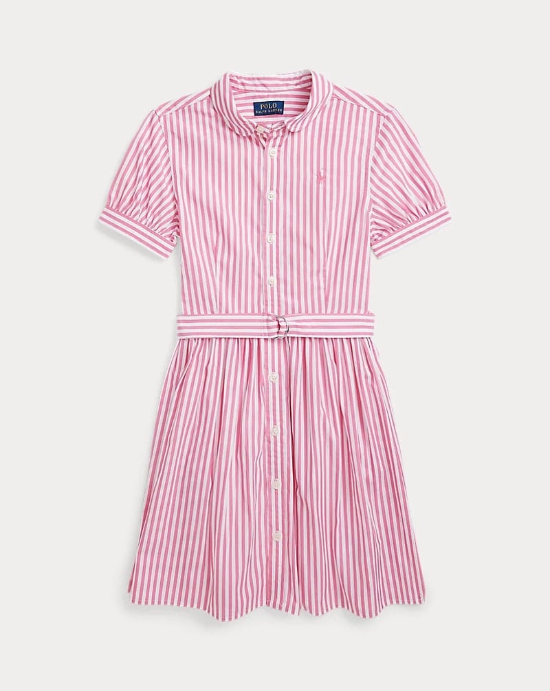 Polo Ralph Lauren Striped Belted Cotton Poplin Shirtdress