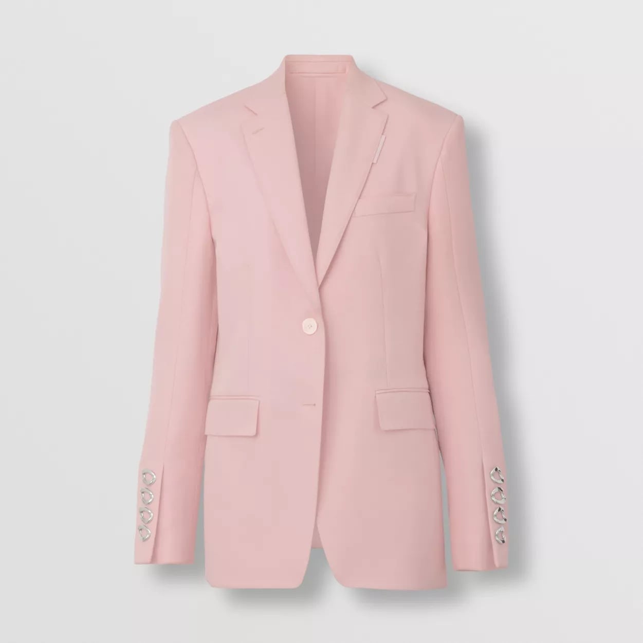 Chain-Link Detail Grain De Poudre Wool Tailored Jacket
