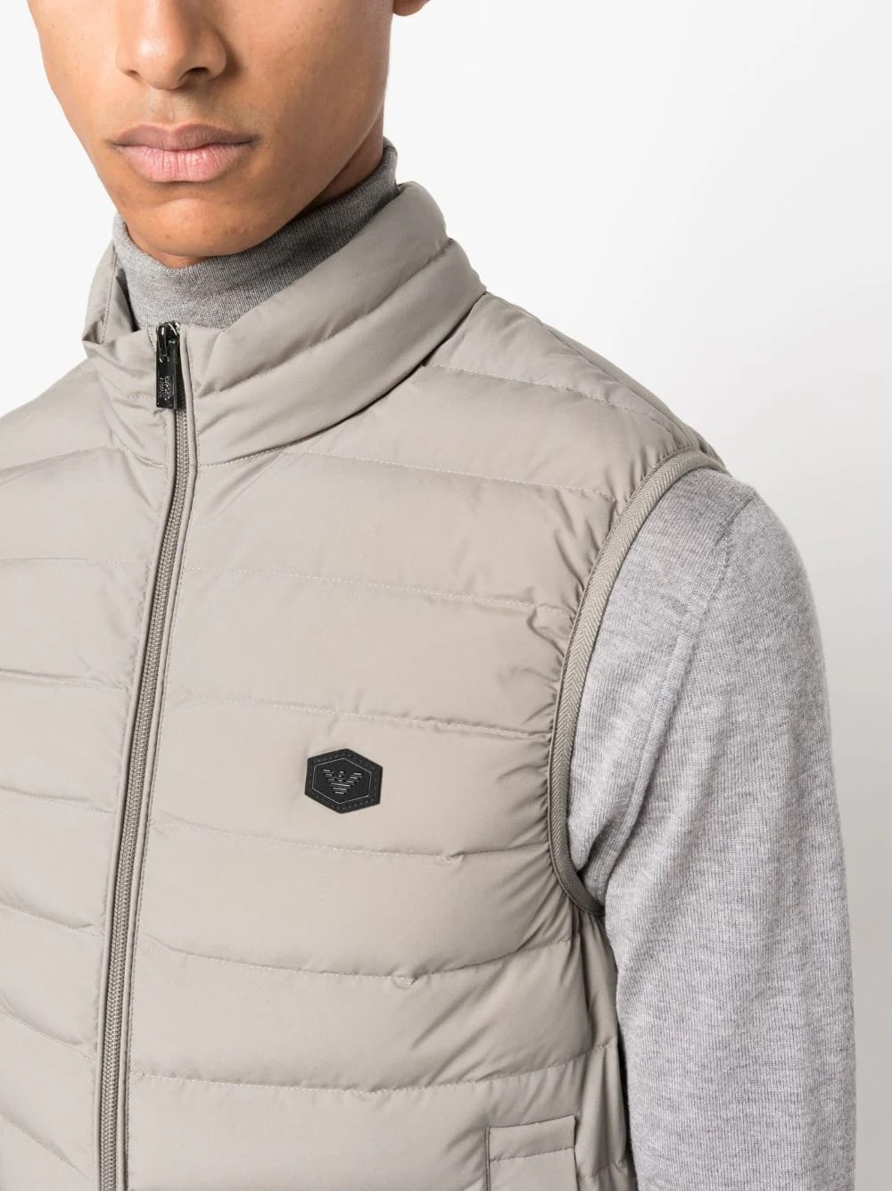 Quilted Sleeveless Nylon Down Jacket, view 3