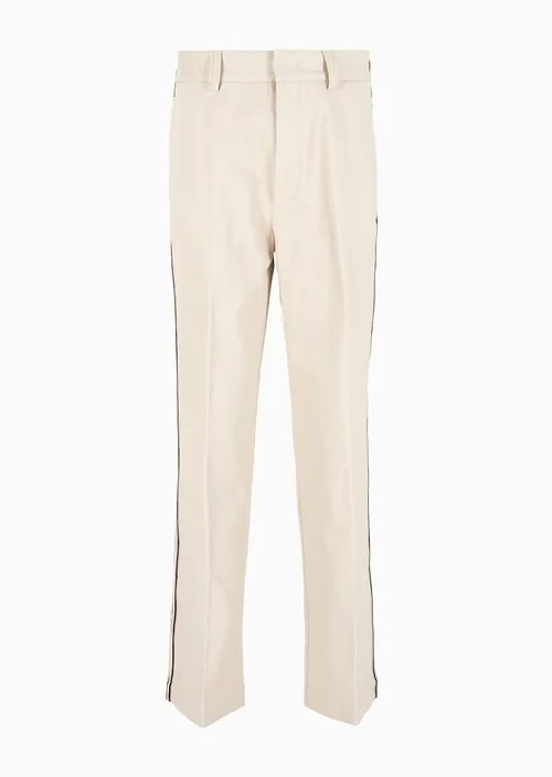 Brushed Cotton Trousers With Two-Tone Side Tape