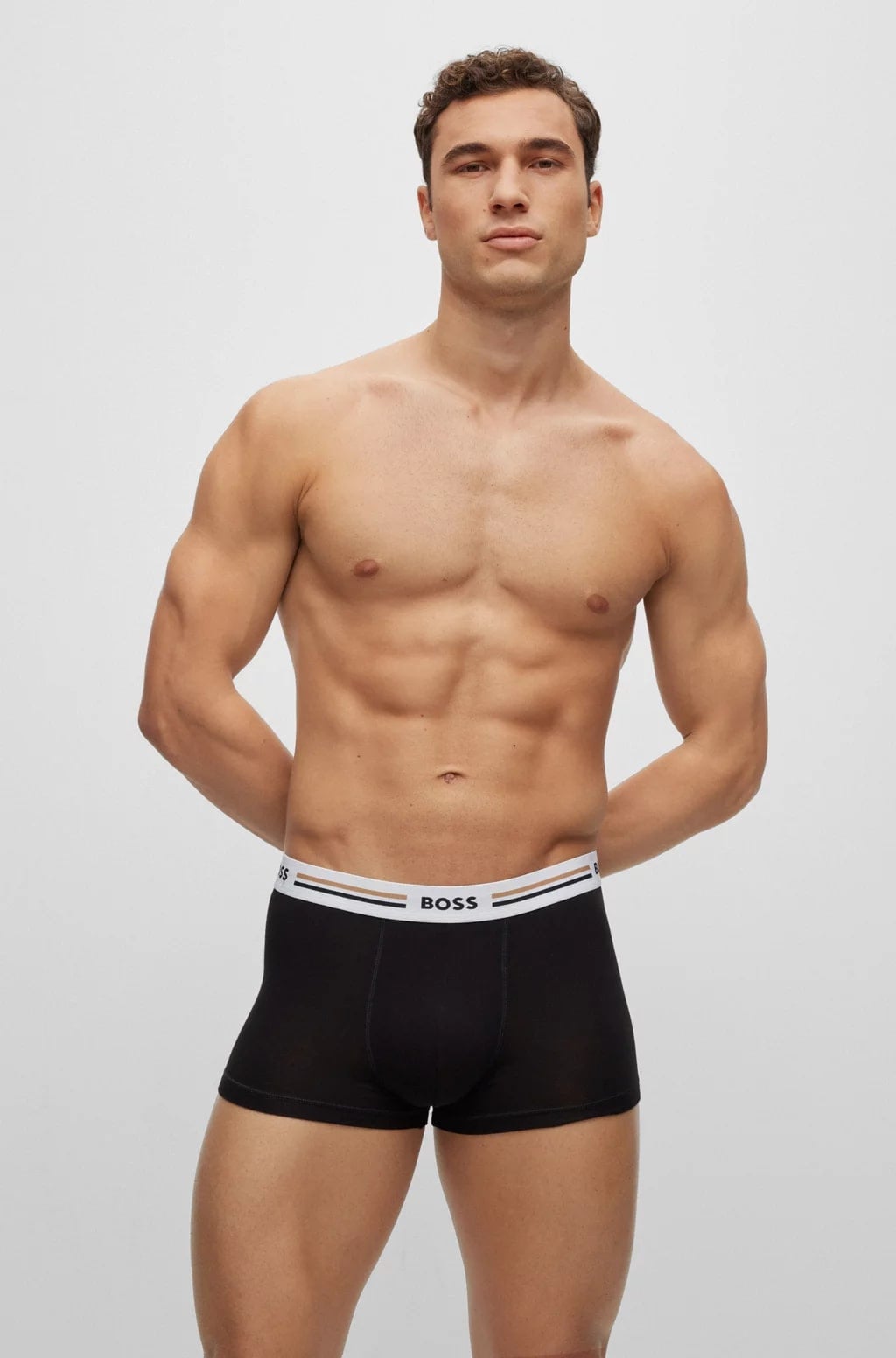 Three-Pack Of Soft-Touch Stretch Trunks With Logo Waistbands, view 2