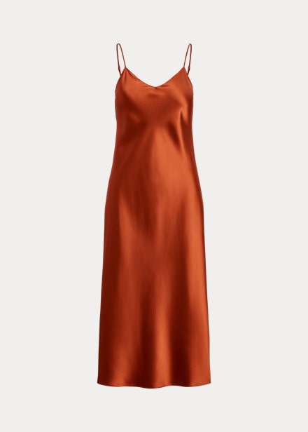 Polo Ralph Lauren Mulberry Silk Midi Slip Dress