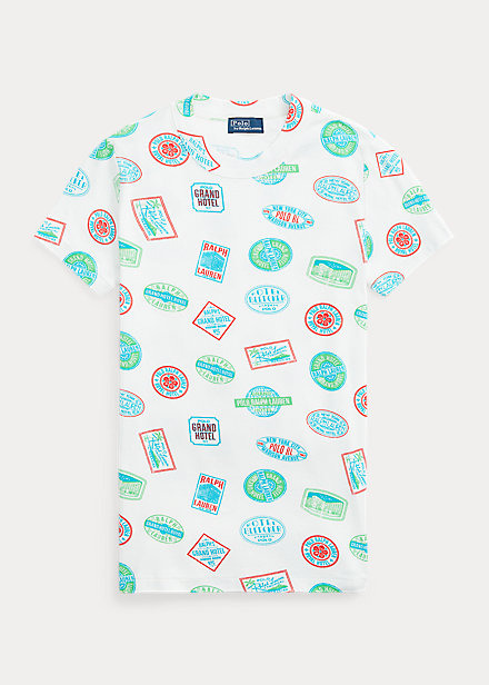 Polo Ralph Lauren Travel Motif Ribbed Cotton Tee
