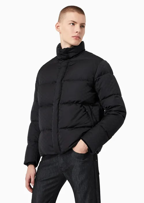 Quilted Puffer Jacket With All-Over Jacquard Eagle, view 2