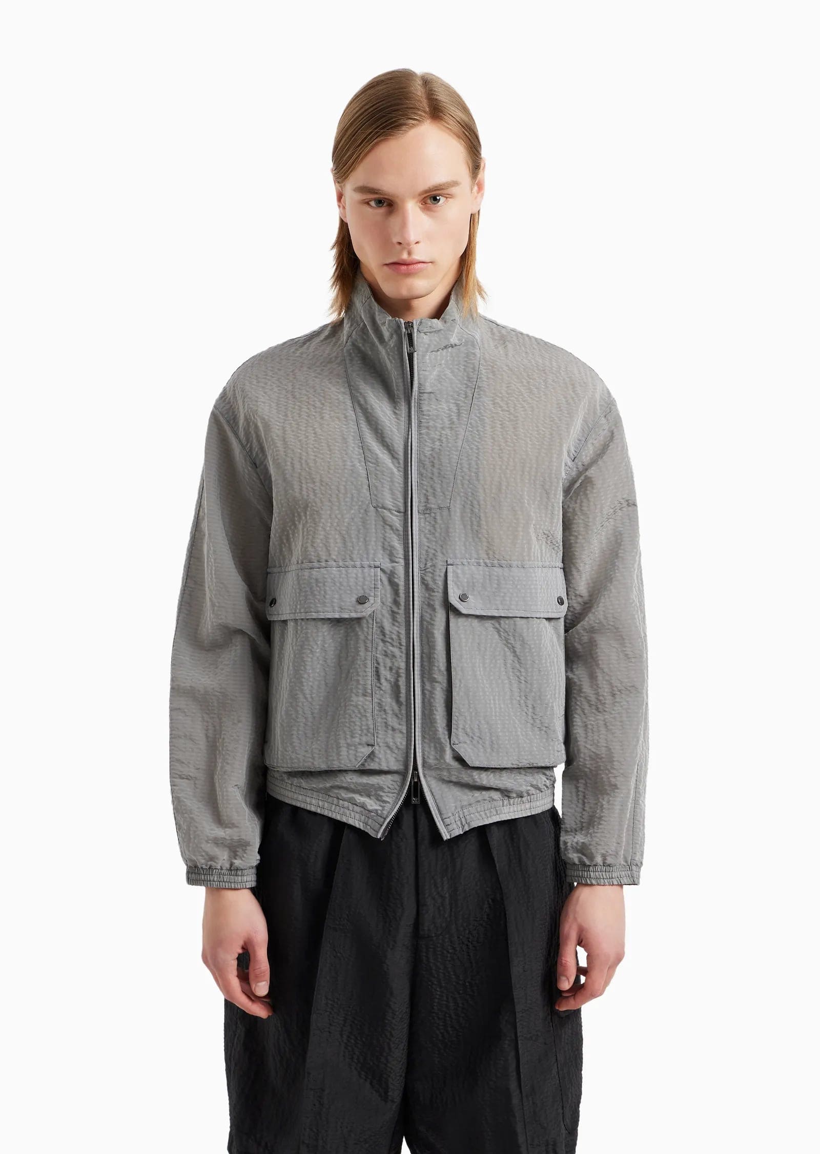 Light Nylon Seersucker Blouson, view 2