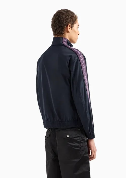 Full-Zip Blouson In Light Nylon With Logo Tape, view 3