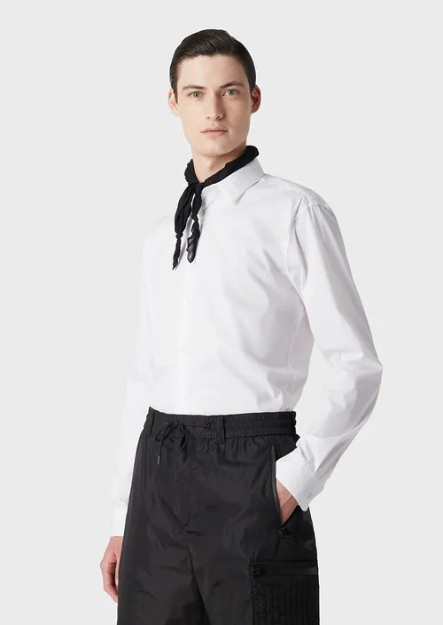 Stretch Nylon-Blend Shirt With Embroidered Eagle, view 5
