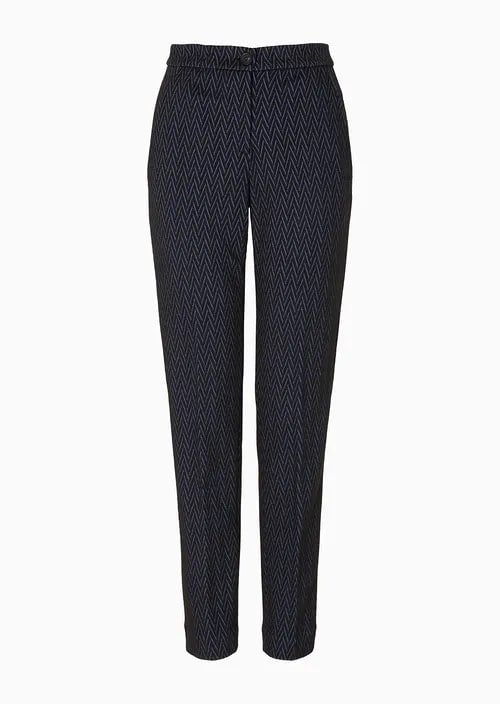Chevron-Motif Jacquard-Jersey Trousers