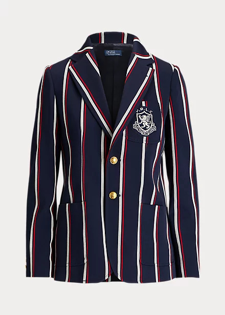 Polo Ralph Lauren Crest-Patch Striped Blazer