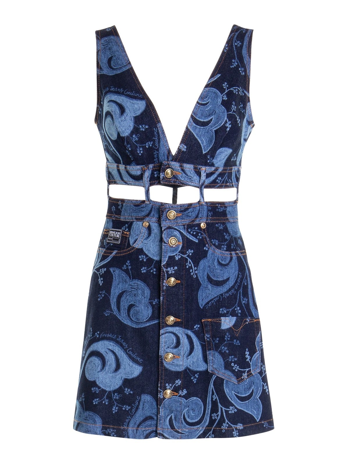 Patterned V-Neck Dress With Belt