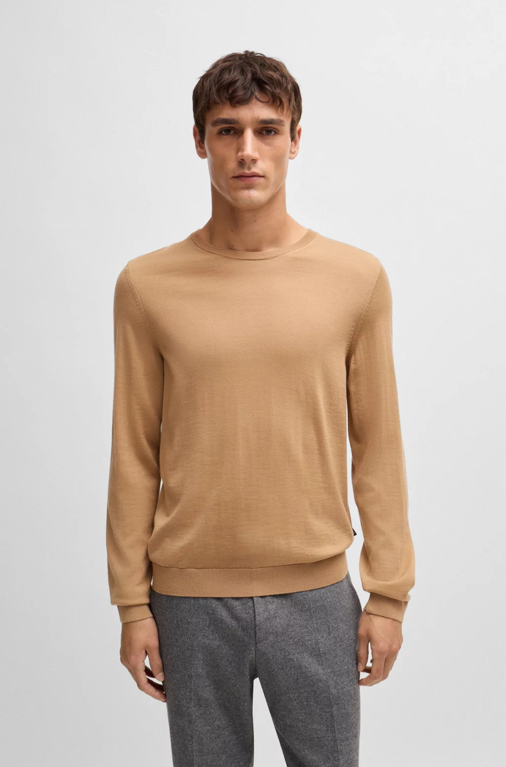 Slim-Fit Sweater In Virgin Wool With Crew Neckline