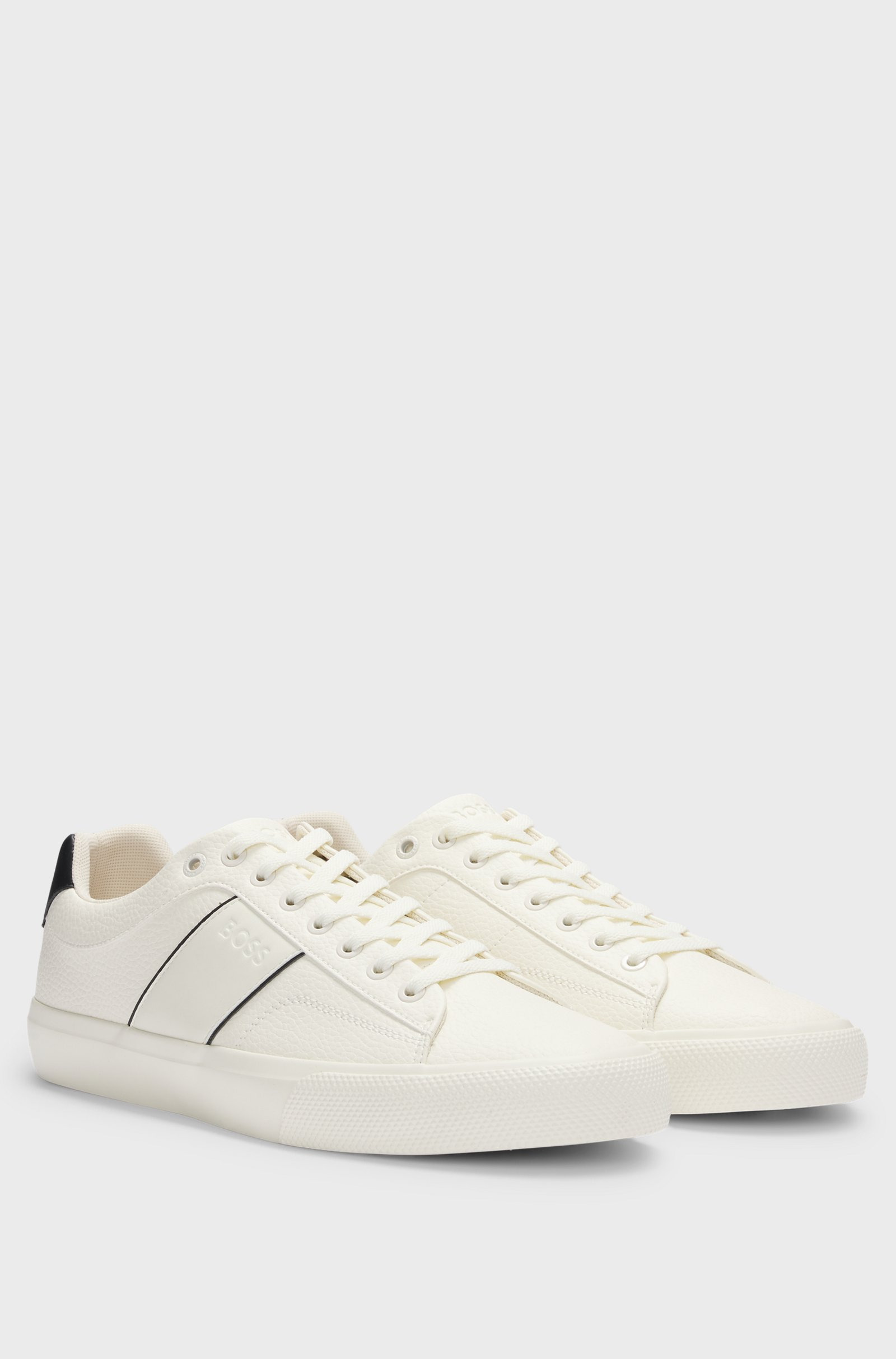 Faux-Leather Trainers With Plain And Grained Textures, view 6