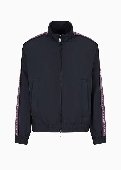 Full-Zip Blouson In Light Nylon With Logo Tape