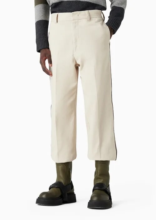 Brushed Cotton Trousers With Two-Tone Side Tape, view 2