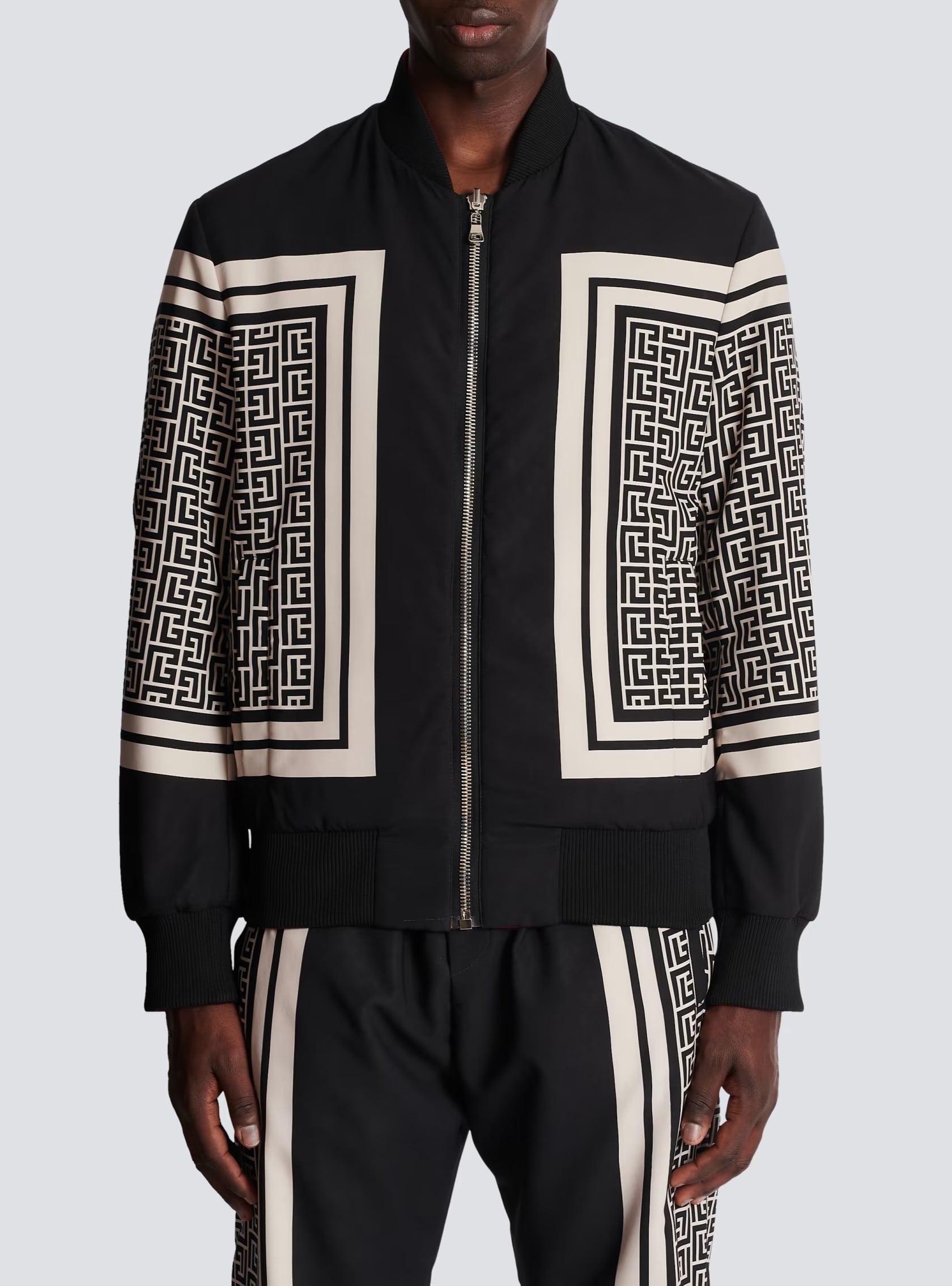 Balmain Reversible Monogram And Scarf Bomber Jacket, view 2