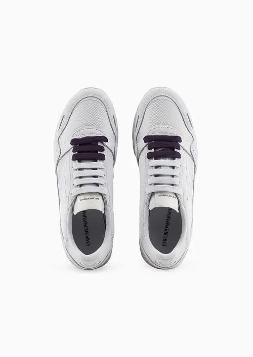 Mesh Sneakers With Suede Details And Eagle Patch, view 2