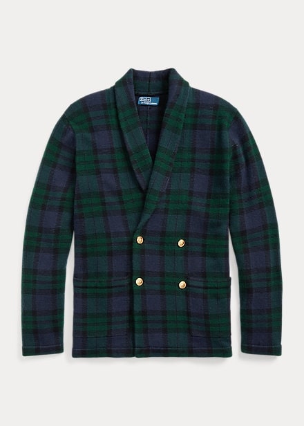 Polo Ralph Lauren Plaid Wool-Cashmere Blazer Cardigan