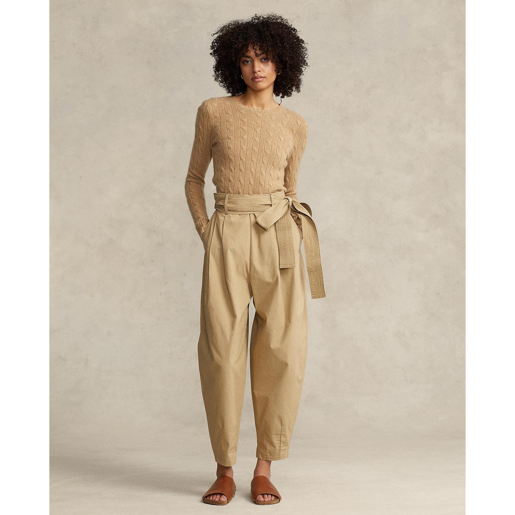 Oversize Belted Cotton Trouser, view 3